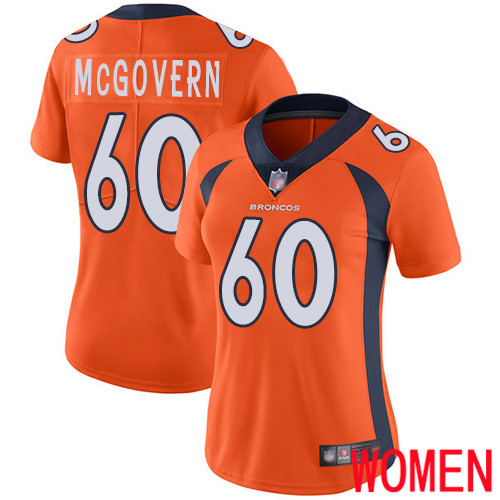 Women Denver Broncos #60 Connor McGovern Orange Team Color Vapor Untouchable Limited Player Football NFL Jersey